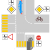 Quel est l'ordre de passage si le cycliste veut aller tout droit ?